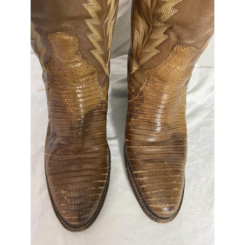 VINTAGE PANHANDLE SLIM WOMEN'S EXOTIC LIZARD SKIN & LEATHER COWGIRL BOOTS 5 B - Picture 3 of 12
